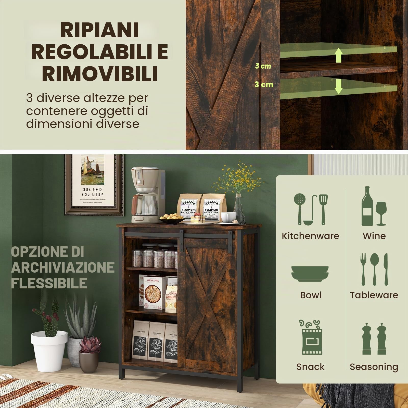 Giantex Mobile Contenitore Stile Industriale