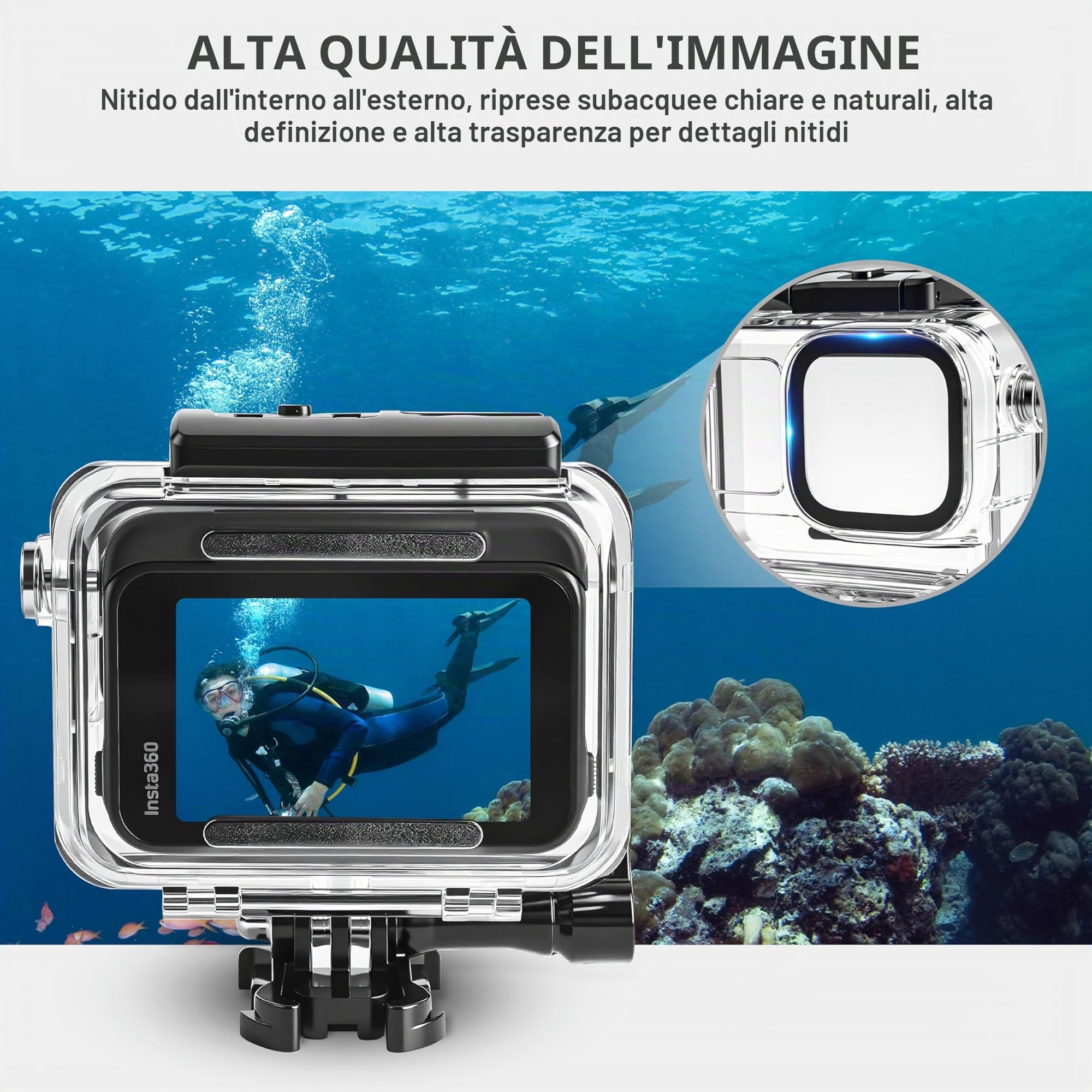 FitStill Set da immersione per Insta 360 ace pro 2/ace Pro, 50 m/164 FT custodia impermeabile + maniglia di galleggiamento, per fotografia subacquea ace pro 2 accessori