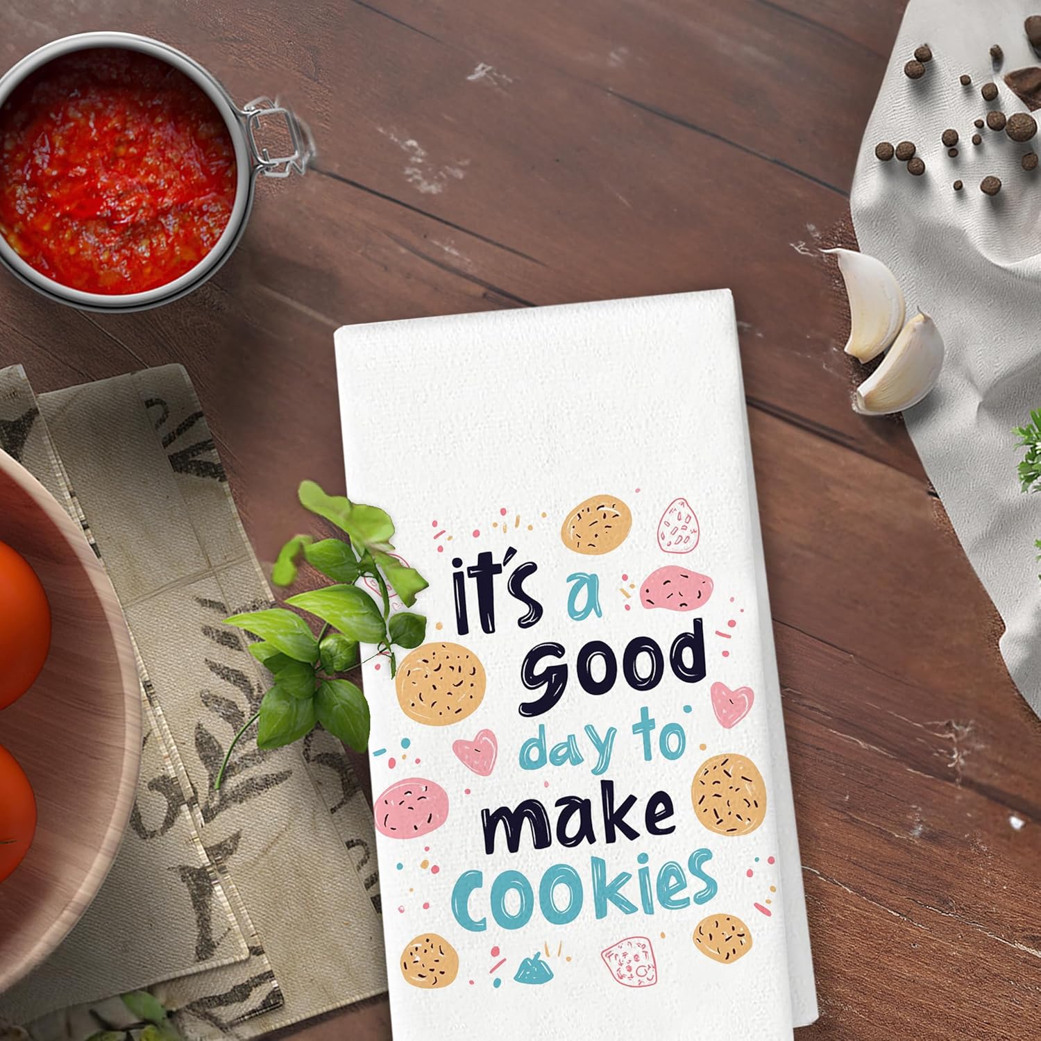 Cute Kitchen Towels Decorative - Best Gifts for Bakers, Funny Tea Towels for Baking, Cute Inspirational Hand Towels, Cookies Kitchen Towels 16x24 - Image 5