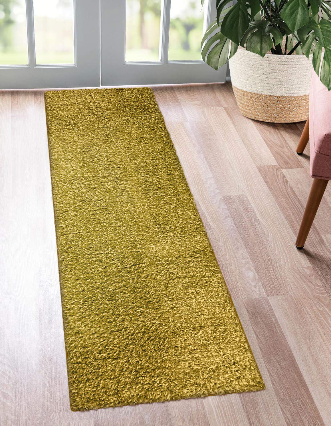 kaluns runner rug, hallway runnert, super absorbent rug runner, doormats for entrance way, non slip pvc waterproof backing, machine washable (2'x6' runner, yellow)