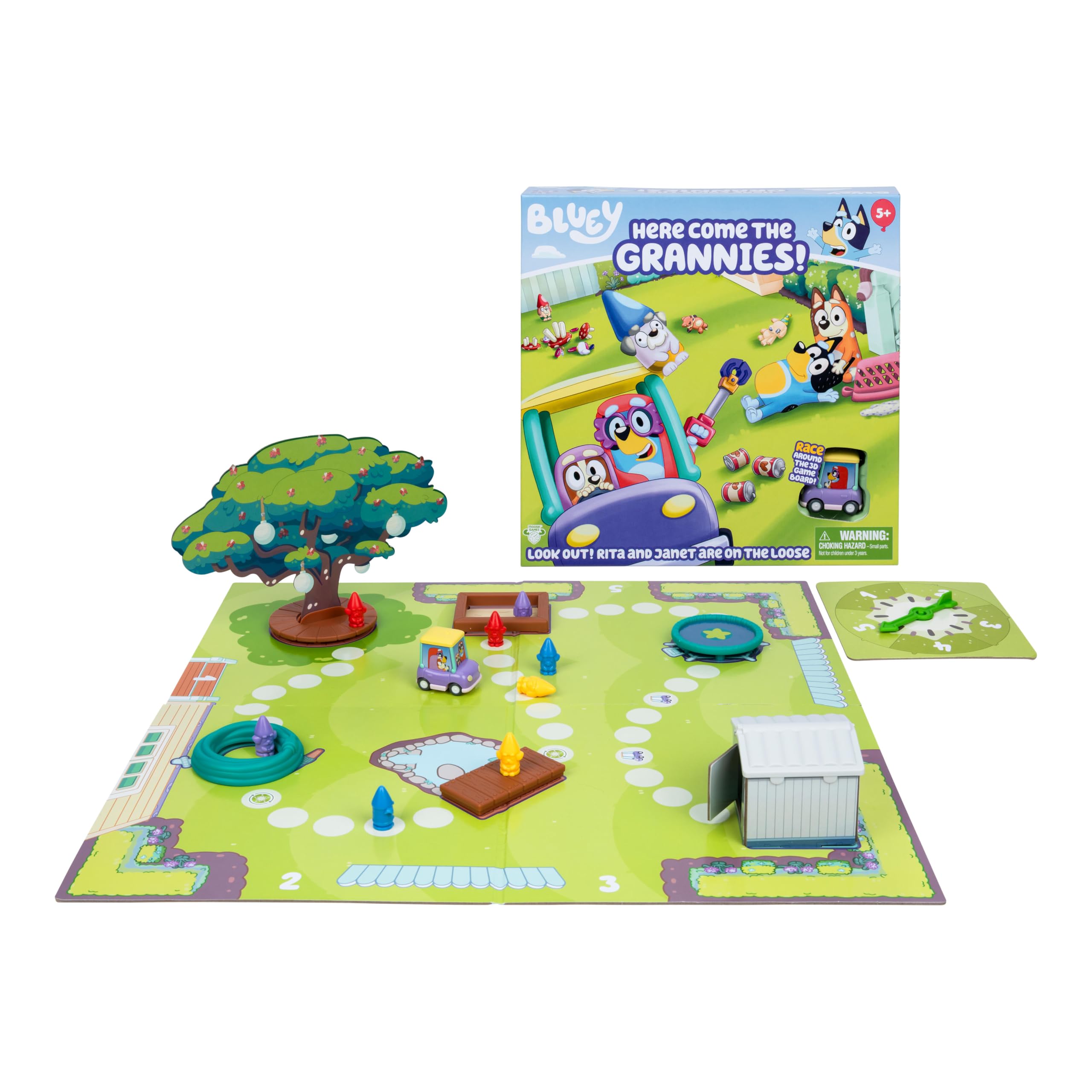 Bluey Here Come the Grannies Board Game, Spinner & Gnomes