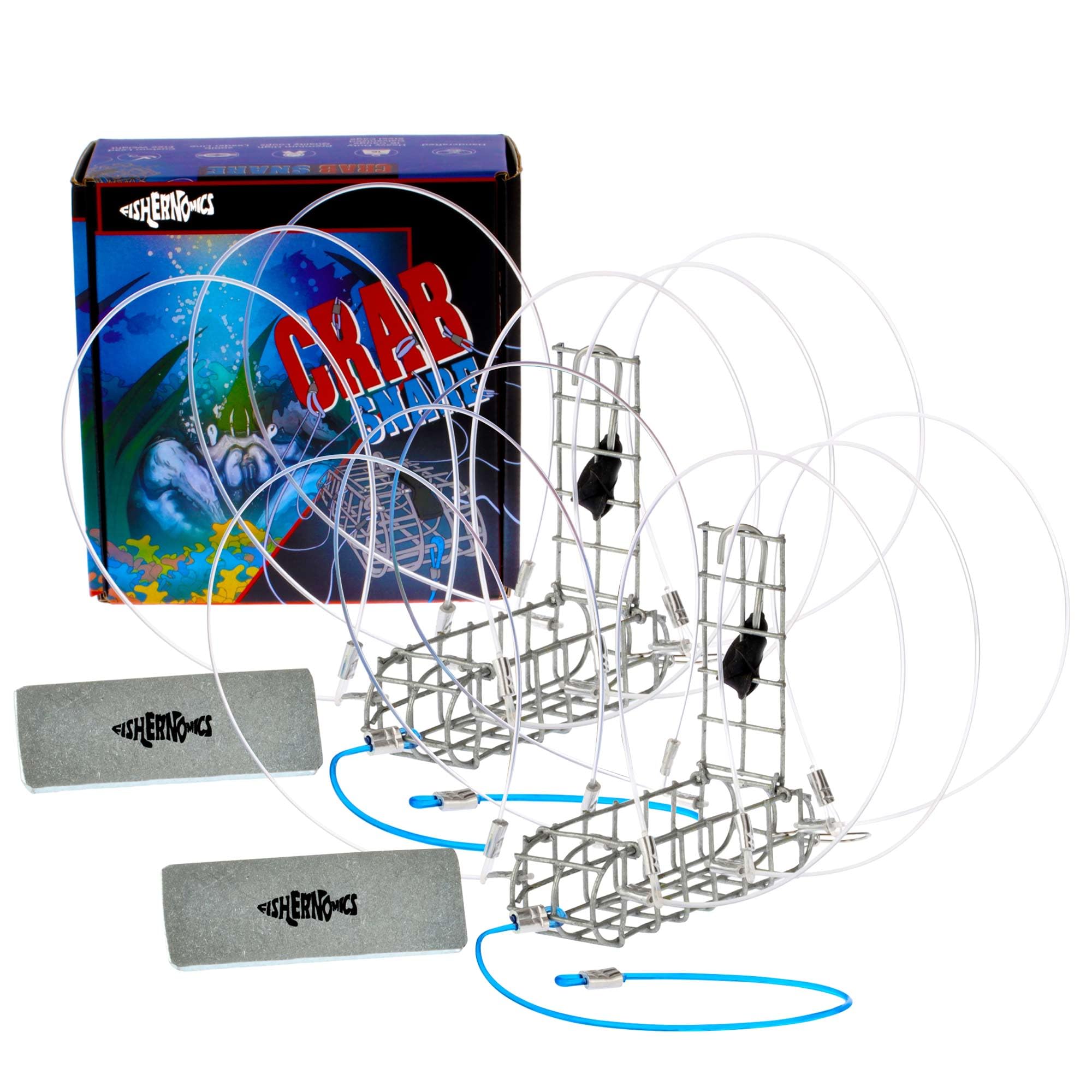 Fishernomics Handcrafted Castable Crab Trap for Fishing Pole, US Manufactured Premium Loops, Highly Durable Crab Trap for Crabbing Blue, Dungeness, Red & Rock Crabs (AERO)