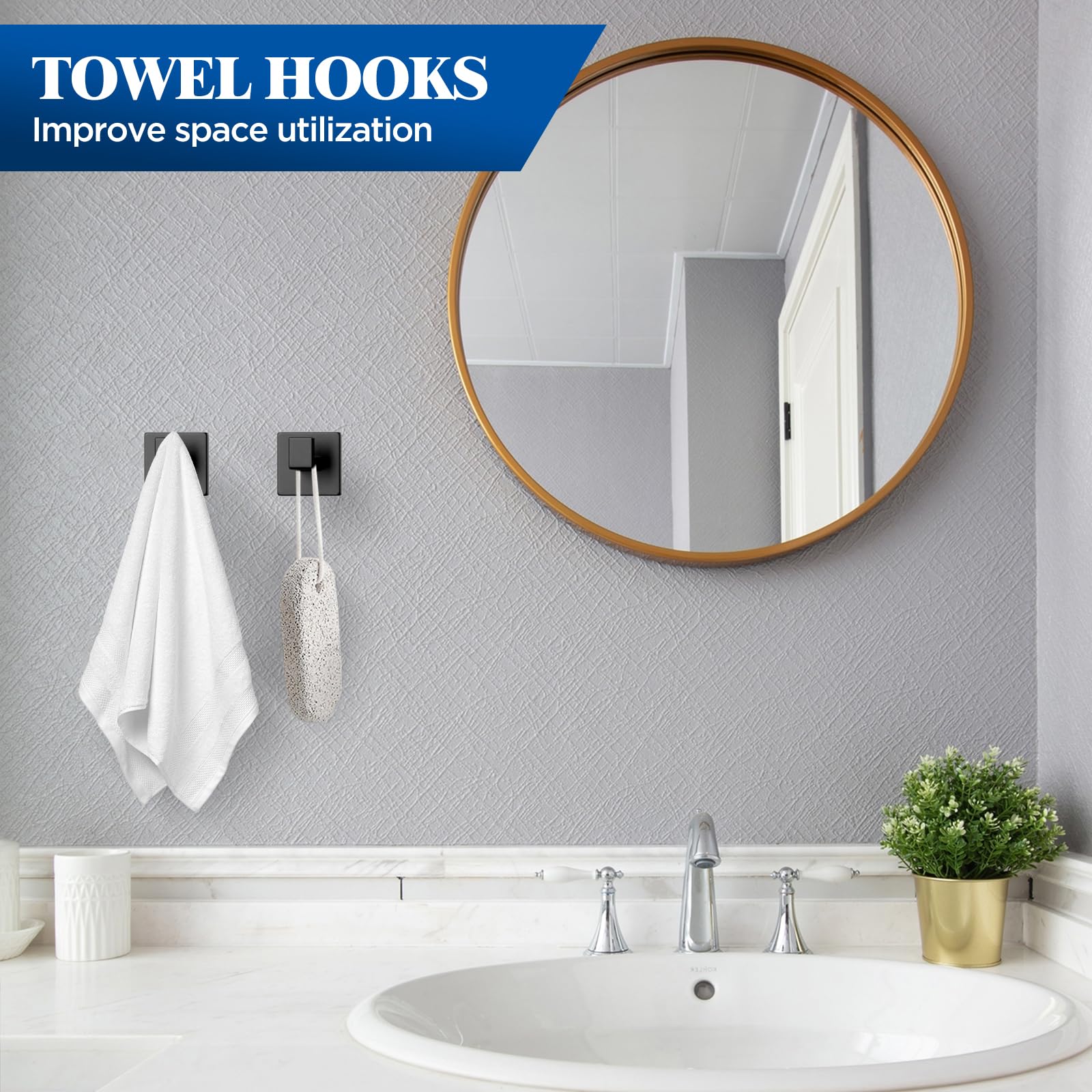 10-Pieces Matte Black Bathroom Accessories Set 16 Inch Bath Towel Bar Set SUS 304 Stainless Steel Bathroom Hardware — view 7