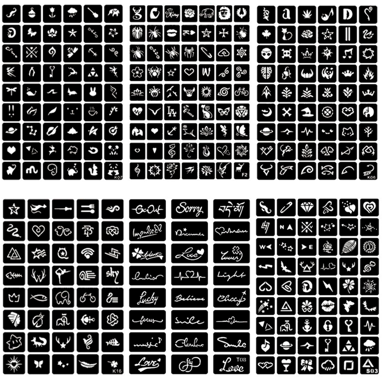 Henna Tattoo Stencils Kit Reusable for Girls and Kids, 423+PCS Tattoo Templates, Temporary Glitter Airbrush Tattoo Stencil 1
