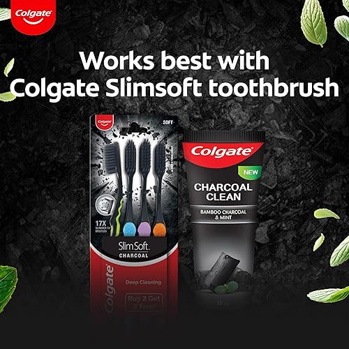 Miniatura 7 de Colgate Charcoal Clean Black - Pasta dental de gel Deep Clean con carbón de bambú y menta de gaulteria para eliminación de placa, 4.23 oz (paquete