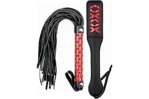 Black Flogger Whip 18" Adult Spanking Paddle 12" - BDSM Adult Sex