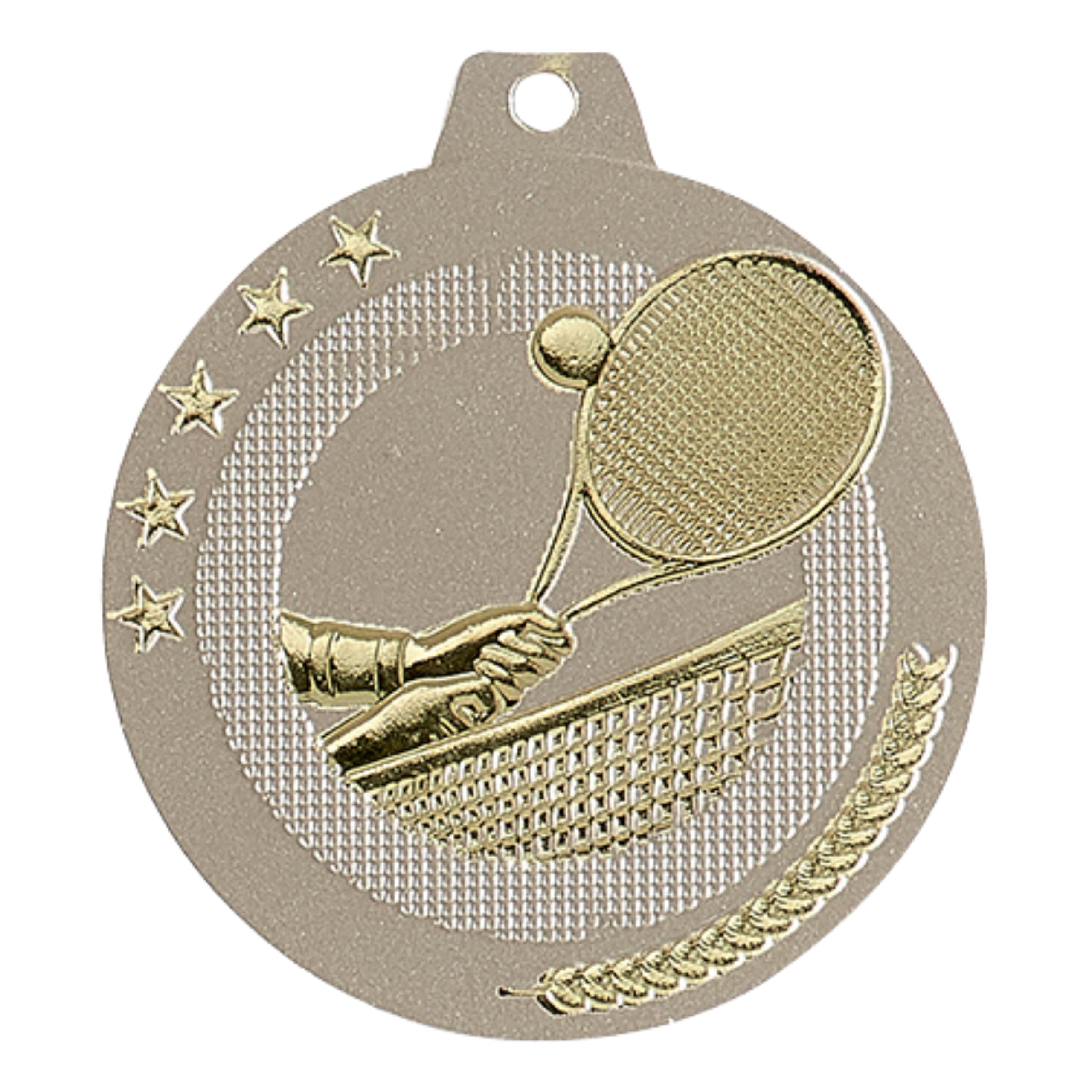 Tennis Medaille 50 mm, Sportmedaille aus Eisen mit Band, Tennis Auszeichnung für Turnier, Verein, Schule & Wettkampf, Medaillon für Sieger, Tennissport Ehrung | Aus Eisen