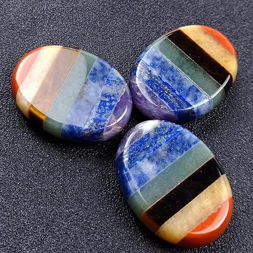 Miniatura 4 de YGLINE 7 chakras de cristal curativo pulgar preocupación piedra oval bolsillo palma piedras preciosas para terapia de ansiedad Geometría Chakra