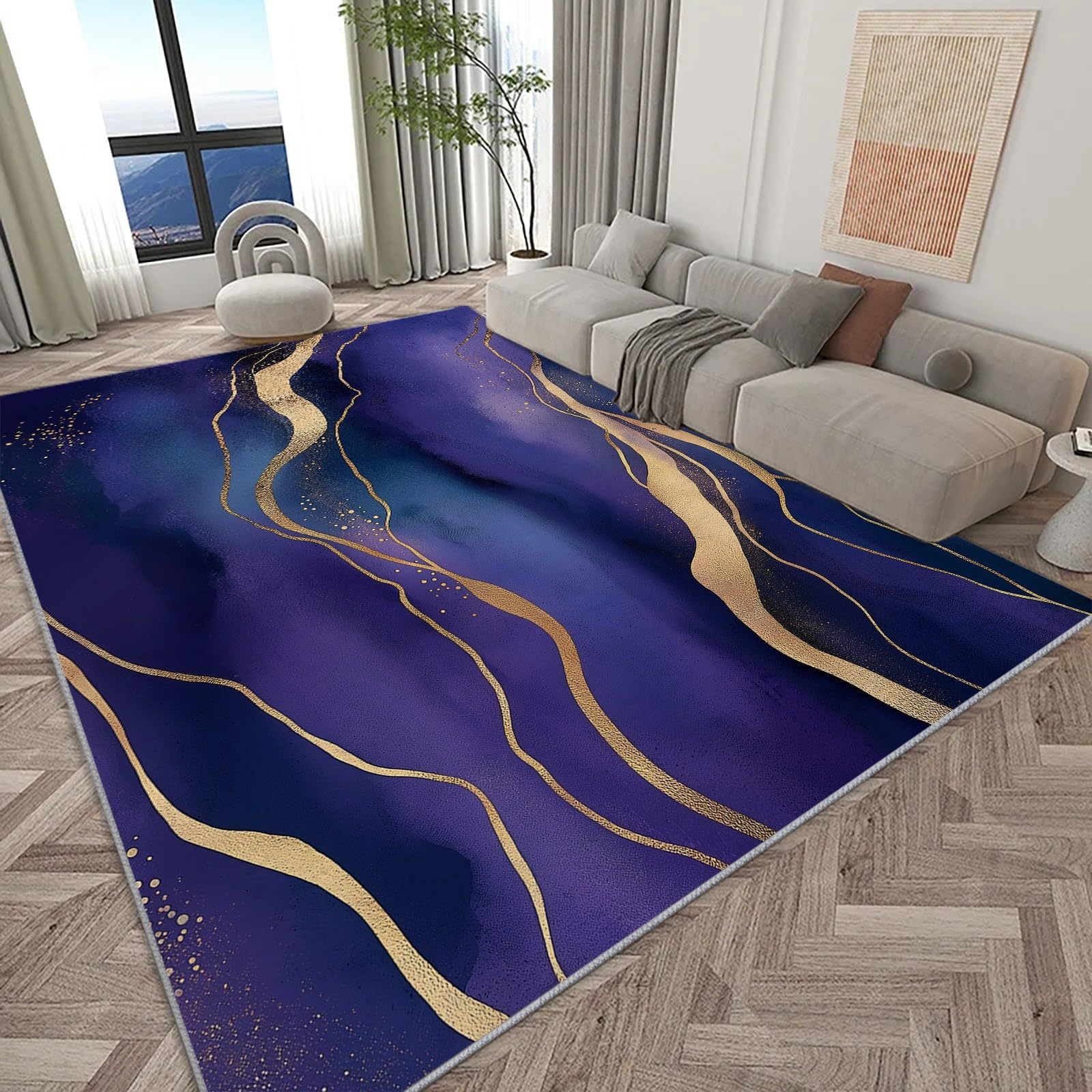 Tapis de chambre doux bleu-violet 80x150 cm pour salon et séjour