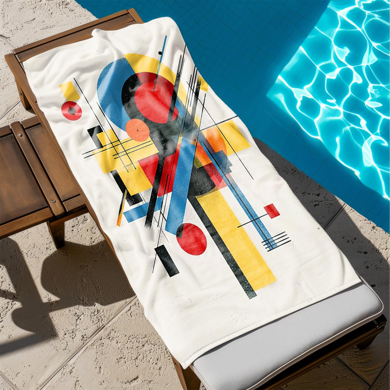 Genérico Toalla Playa 180X100 Rojo Amarillo Negro Azul Abstracto Grande Toallas de Piscina Grandes Anti Arena Secado Rápido Gimnasio Hombre Mujer Lavable A Máquina Regalo