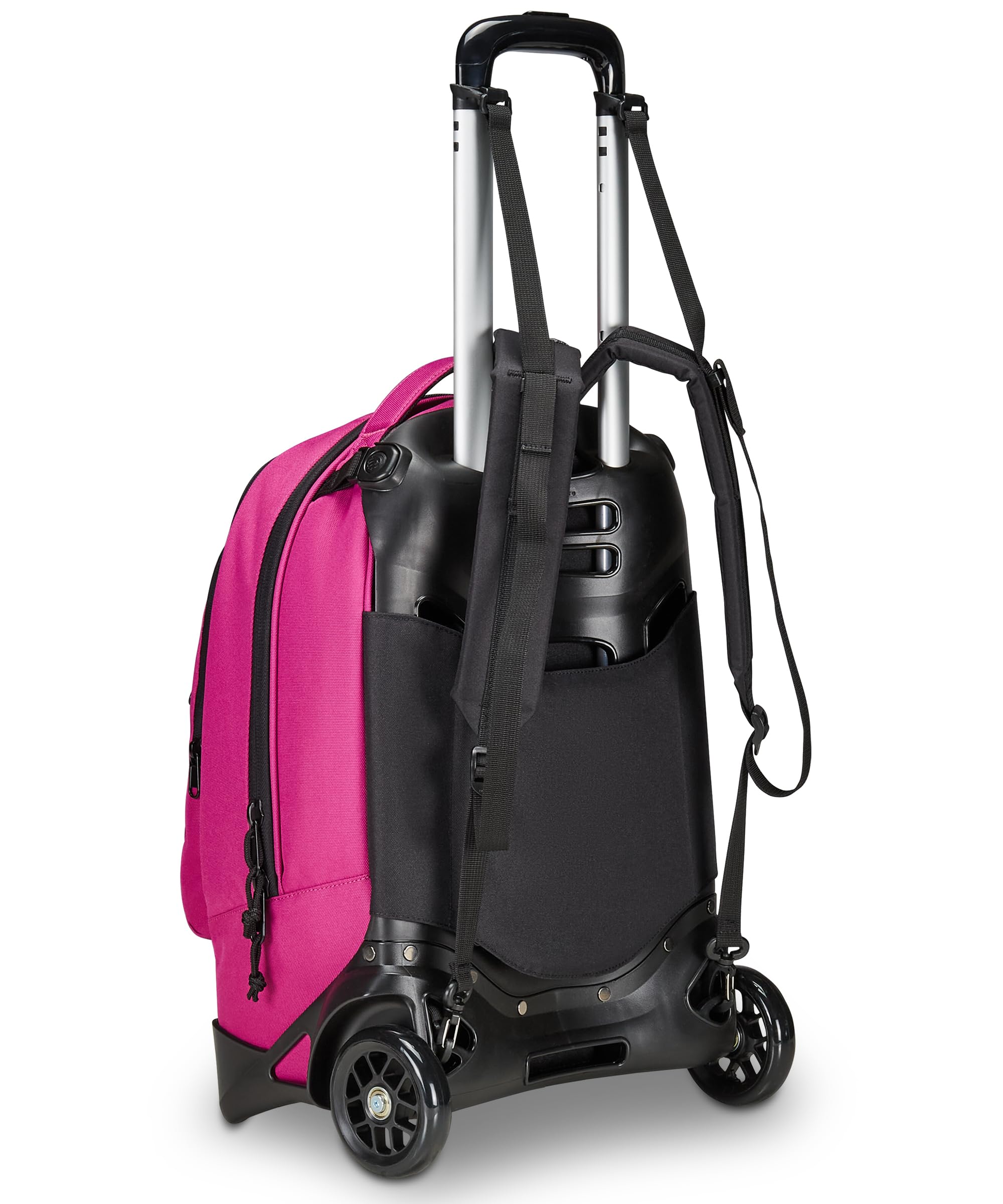 Invicta Trolley Scuola Plug Plain, Fucsia, Multi Uso, Zaino Doppio Scomparto Con Carrello Sganciabile, Tasca PC, Tasca Borraccia e Tasca Con Organizer, Trolley Medie Superiori Viaggio, Ragazza