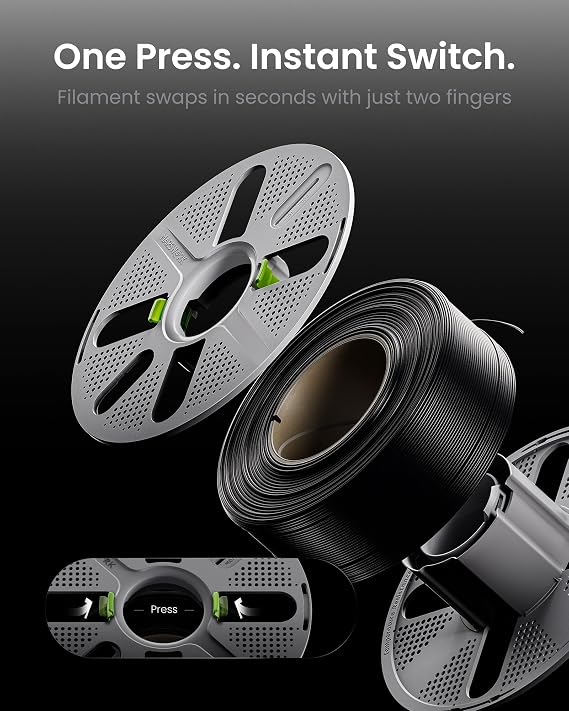 Quick-Swap Reusable Spool for Refill Filament, Two-Finger Press Design, Compatible with Bambu Lab 3D Printers, 4 pcs