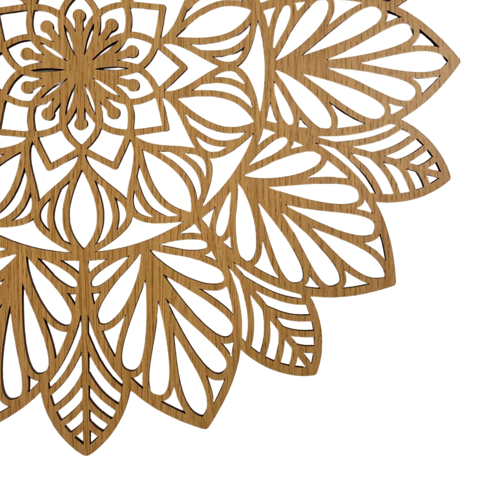 SENTOP HDF0255 Geschnitztes Bild an der Wand aus Holzmaterial für den Innenraum, Blume (Eiche, 40 cm)