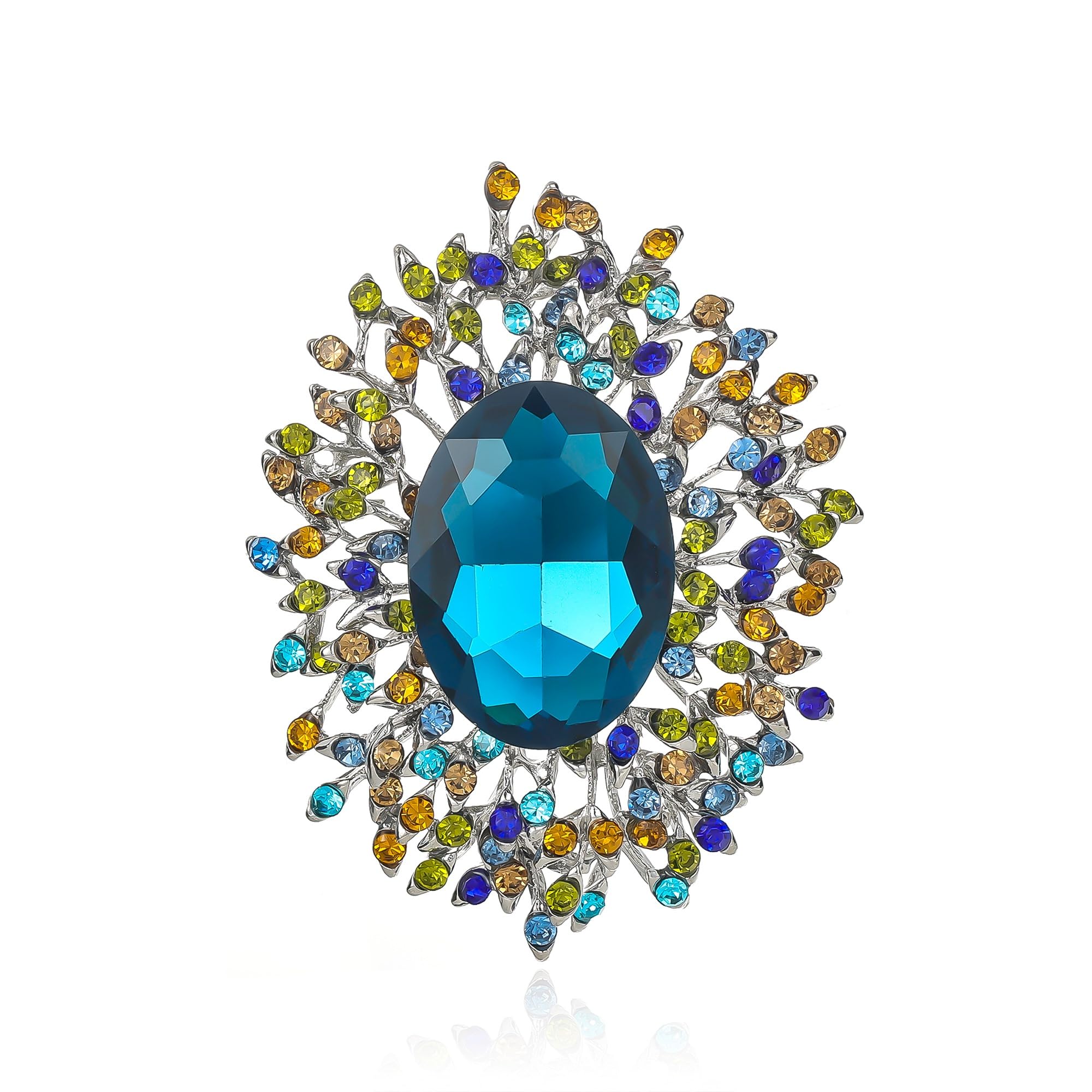 YOQUCOL Elegant Colorful Cubic Zirconia Crystal Bright Rhinestone Brooch Pins for Women Grils