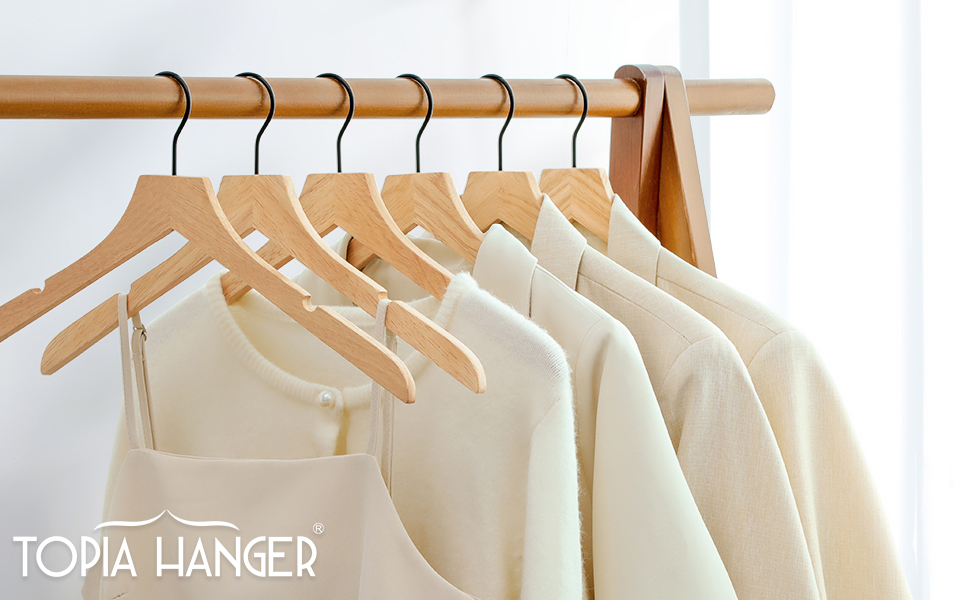 TOPIA HANGER Wood Hangers, Coat Hangers with Rotatable Dark
