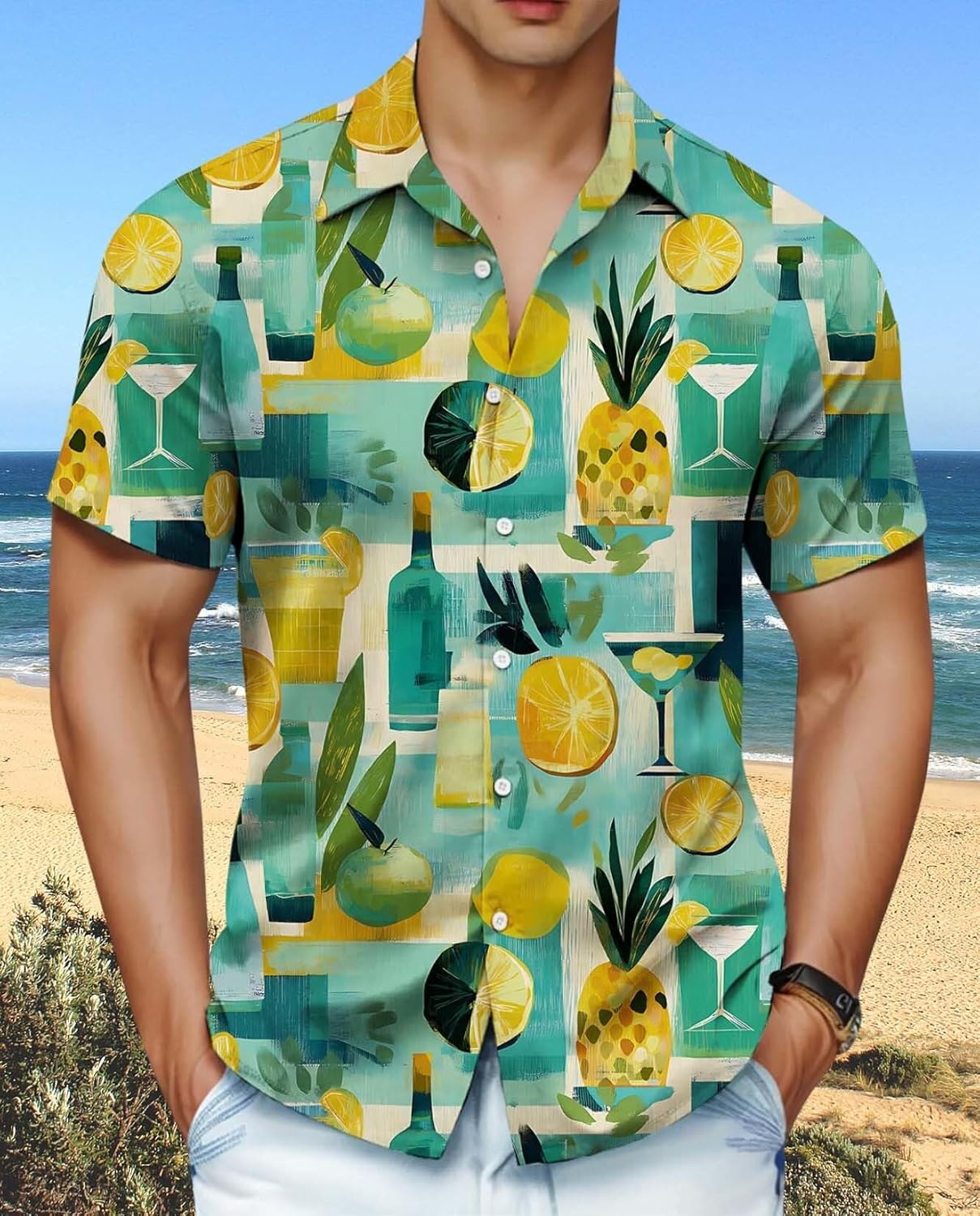 Funny Hawaiian Shirt for Men Novelty Graphic Print Casual Beach Party Vacation Short Sleeve Button Down Shirt Unisex