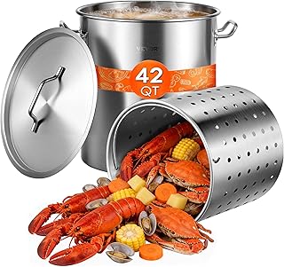VEVOR Stainless Steel Stockpot, 42 Quart Large Cooking Pots, Cookware Sa...