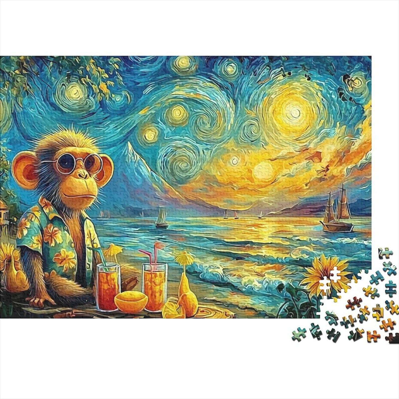 Rompecabezas de 1000 piezas Starry Monkey para relajarse en casa y decorar tu salón 8