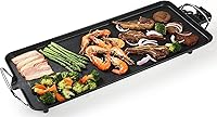Vista 1 de Runruii Electric Griddles with kitchen tongs-Oversized Removable Cooking Plate 11X25.7 Inch Large Smokeless Indoor Grill Nonstick Plates 2 Cooking