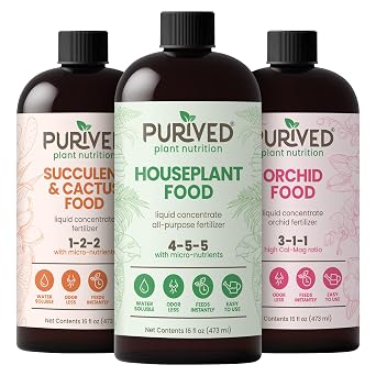 Purived Premium Fertilizer Bundle | 3-Pack Houseplant, Succulent & Cactus, Orchid Food | Concentrated, Easy-to-Use, Made in USA