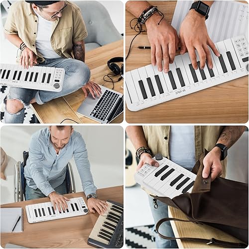 Miniatura 6 de Controlador de teclado MIDI USB Bluetooth de 25 teclas, controlador midi portátil y recargable para Mac y PC, producción de música dinámica con