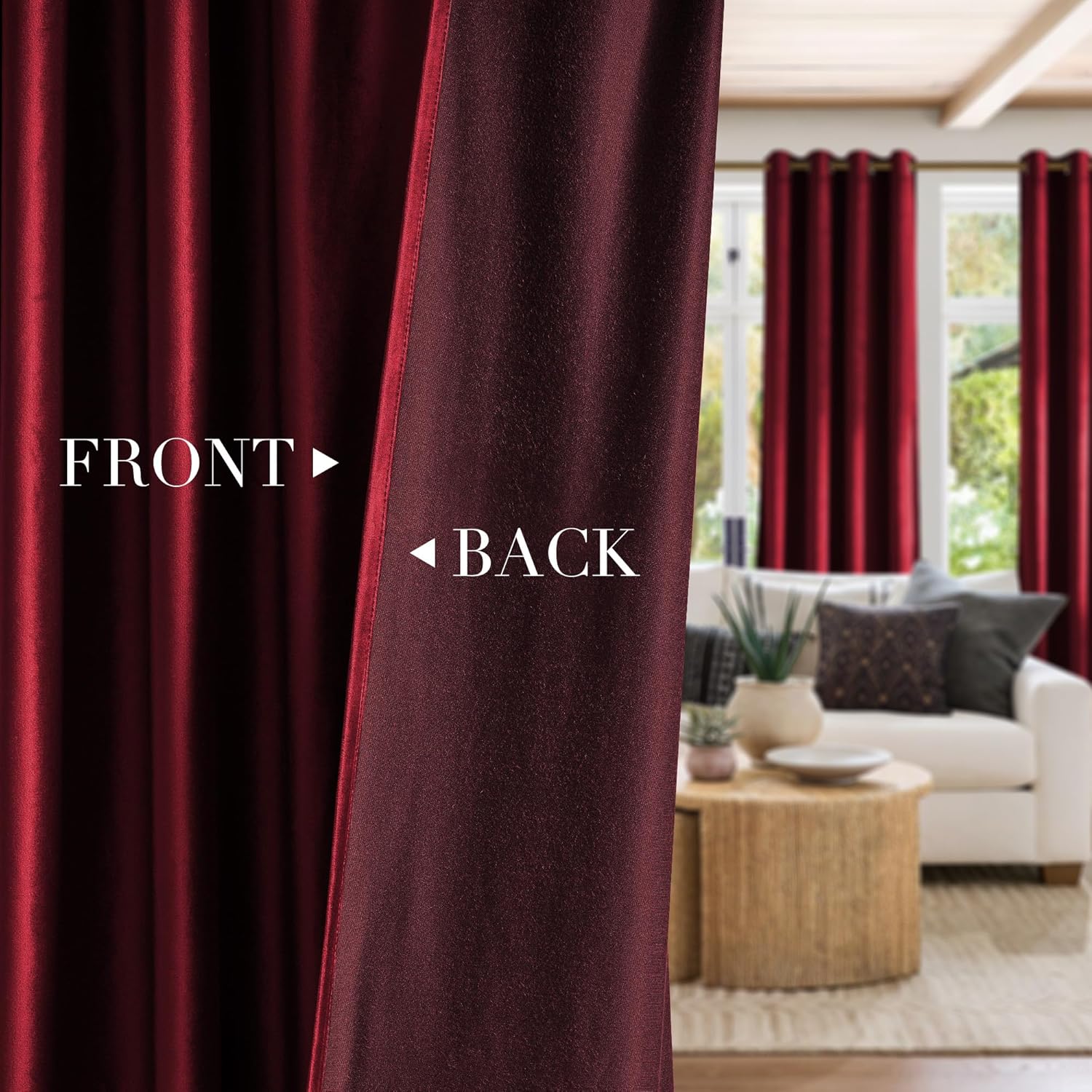 NICETOWN Red Velvet Curtains 84 inches for Living Room - Ruby Red Grommet Drapes for Bedroom Living Room, Romantic Wedding Decor Thermal Panel, 52 x 84 Set of 2