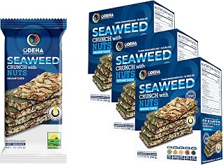 Seaweed Crunch with Nuts Sesame Taste – ODEHA Vegan Snack Bars with Cashews, Almonds & Pumpkin Seeds – Premium Asian Chips – Sandwich Seaweed – Seaweed Sheets, Office Snacks – Pack Of 3