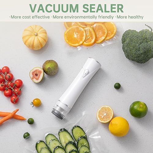 Miniatura 8 de Sellador al vacío para alimentos, sellador de mano con 14 bolsas grandes reutilizables y 20 bolsas medianas, sellador al vacío de mano con tanque de