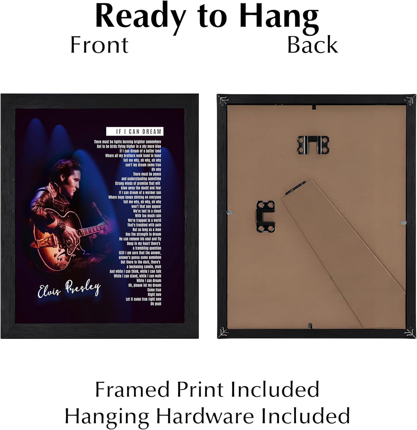 If I Can Dream - Song Lyrics Wall Art Print – Inspirational Vintage Music Wall Art Decor for Home Decor, Studio Decor, Office Decor, Man Cave Decor & Dorm Decor (Black Framed, 8 x 10 inches)