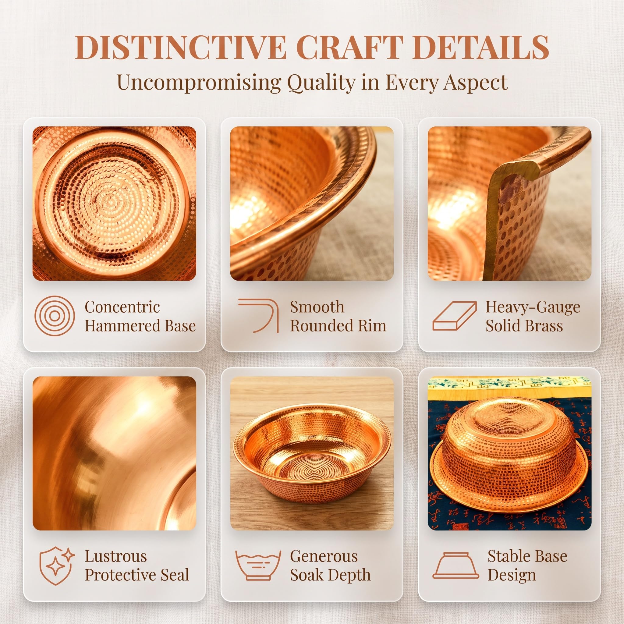 Lavabo De Cobre Martillado A Mano, Cuencos Portátiles De Cobre Para Pedicura, 13, 14 Y 16 Pulgadas (opcional), Material De Latón, Para Acampar, Lavarse La Cara Y Los Pies 14in