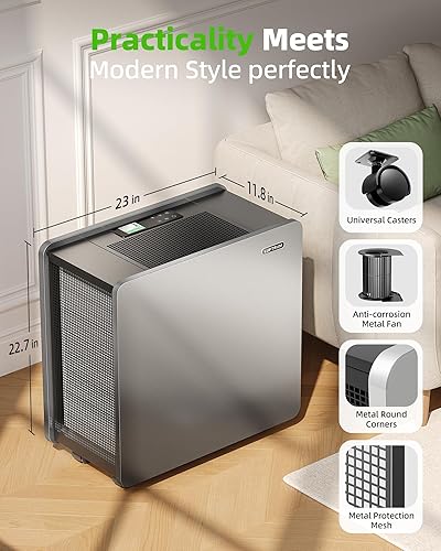 Miniatura 7 de Purificador de aire para habitaciones grandes filtro de aire HEPA Ture para alergias Mascotas Asma Humo Limpiador de aire Cobertura de 4125 pies