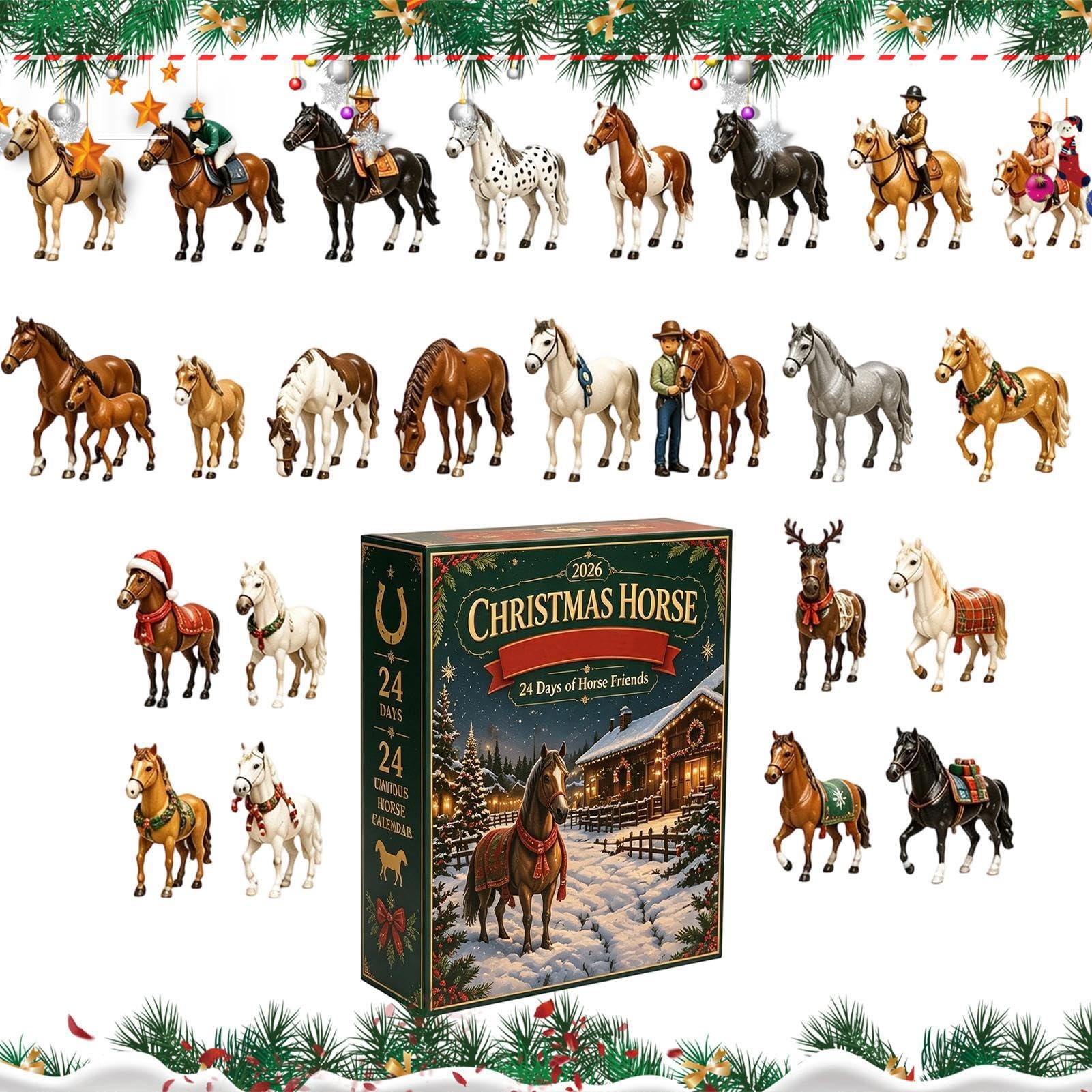 Calendario de cuenta regresiva de Navidad con forma de caballo en 3D