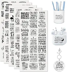 Adesivos UV DTF 105 peças, engraçado, sarcástico, vibrante, de alta viscosidade, copo de transferência para mini chaveiro, capa de telefone, notebook, marcador de livro, porta-cartões, acrílico