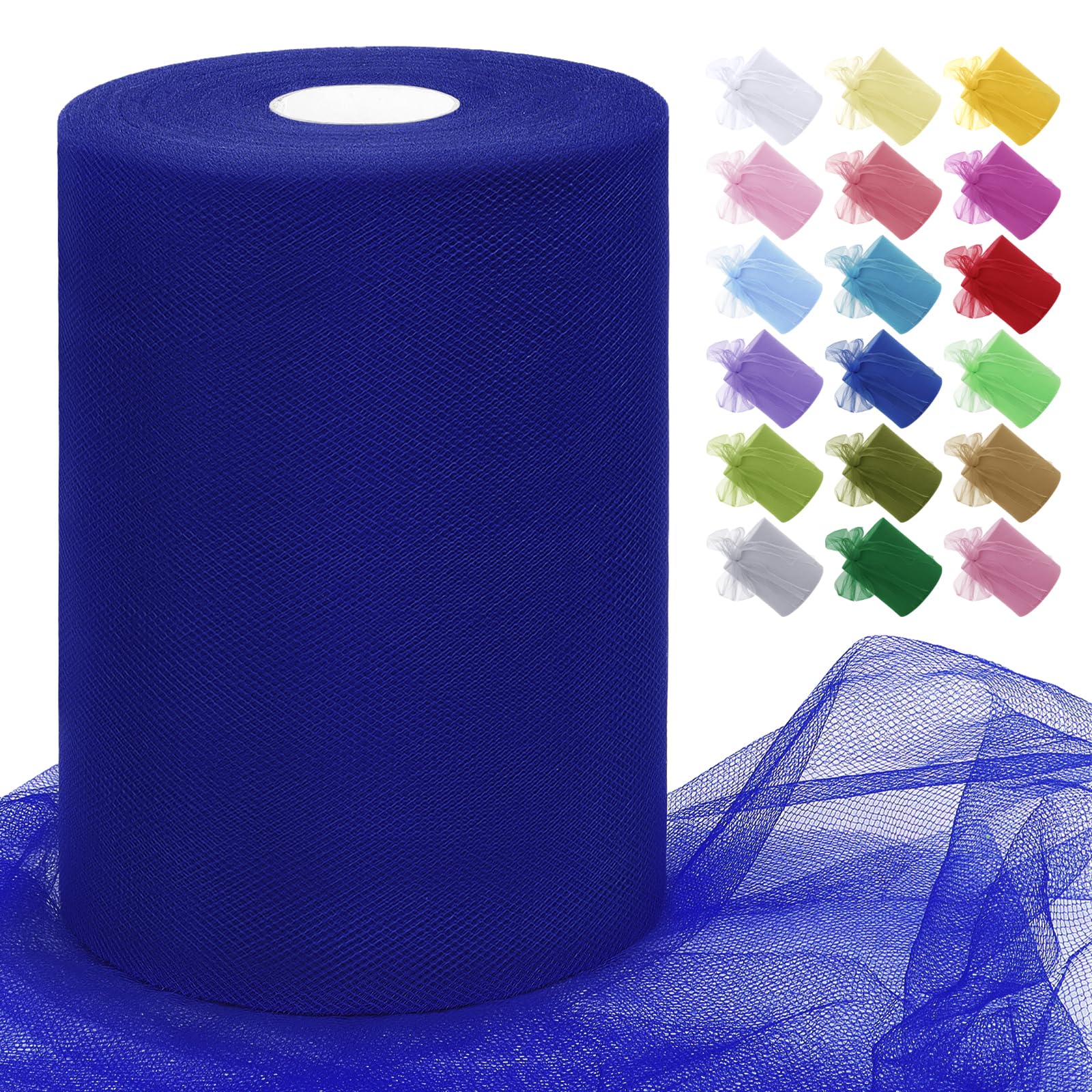 Uiopa Royal Blue Tulle Fabric Roll 15cm x 91m Polyester Netting Fabric Mesh Tulle Ribbon for Tutu Skirts, Gift Wrapping, Birthday/Party/Wedding Decoration, DIY Projects