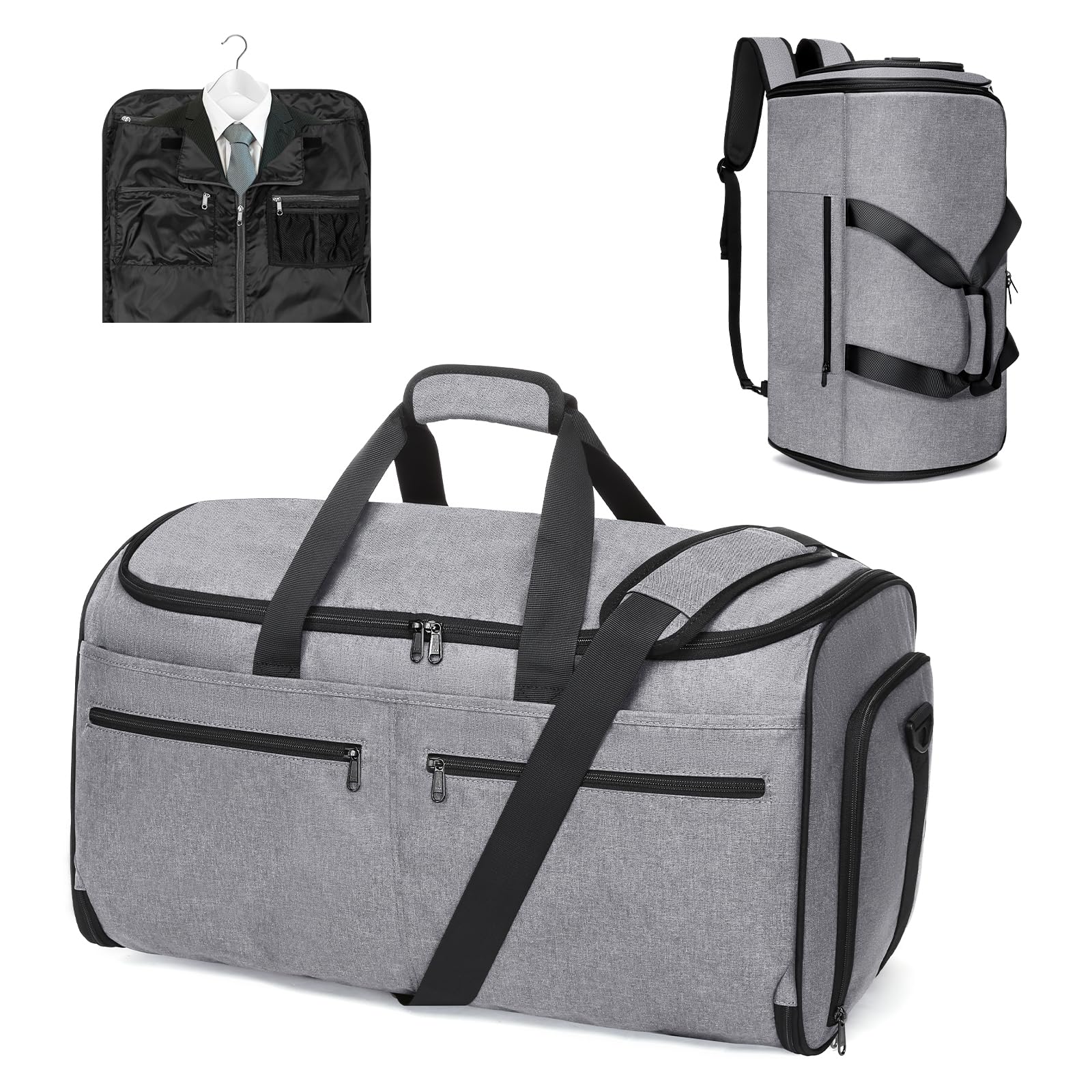 Bukere Carry on Garment Bag for Travel, Convertible Travel Duffel Suit Bag with Backpack Straps, Shoe Compartment, 3 in 1 Weekender Suit Bag for Men Women