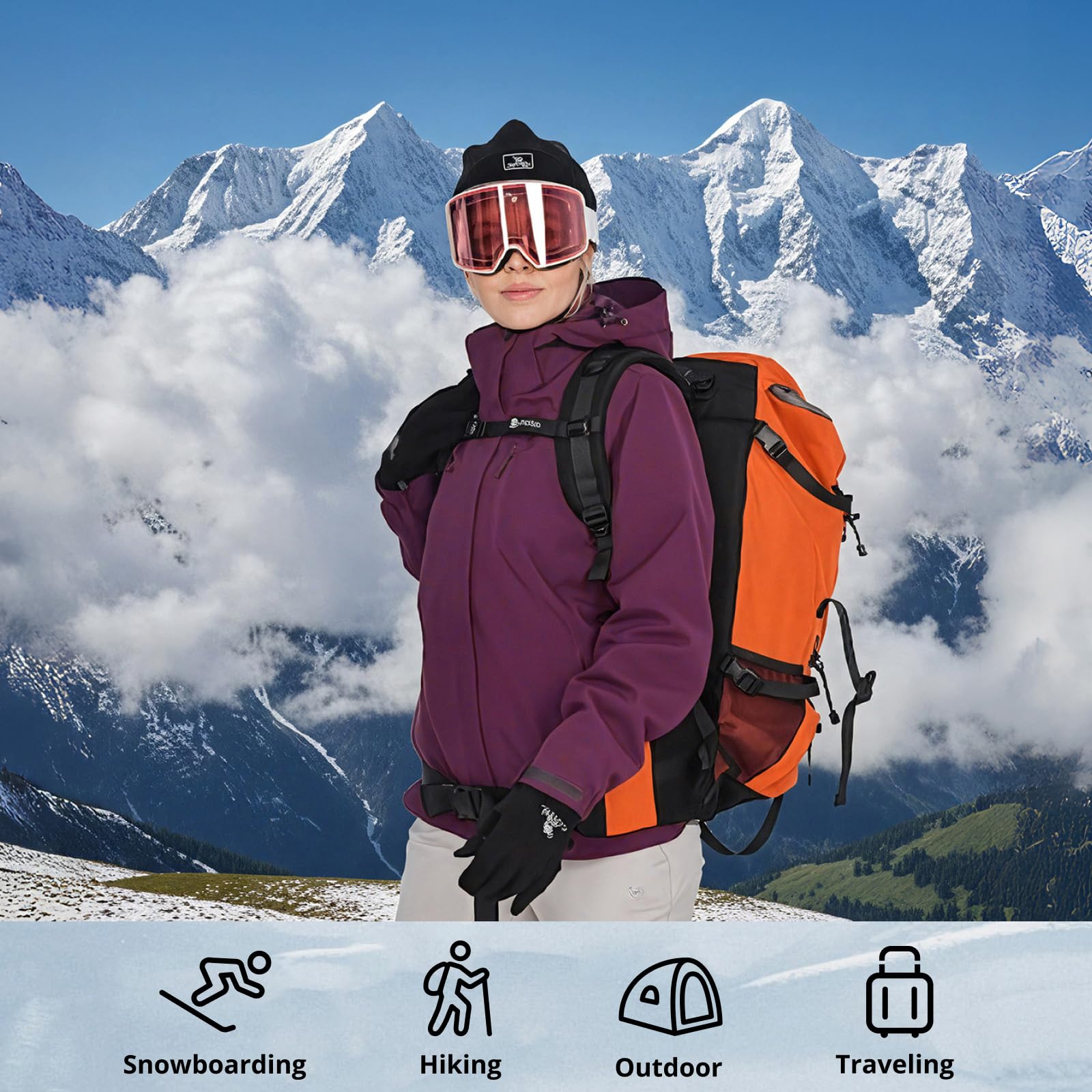 CAMEL CROWN Damen 3 in 1 wasserdichte Skijacke Winddicht Wintermantel Fleece Innen Schnee Snowboardjacke Outdoor