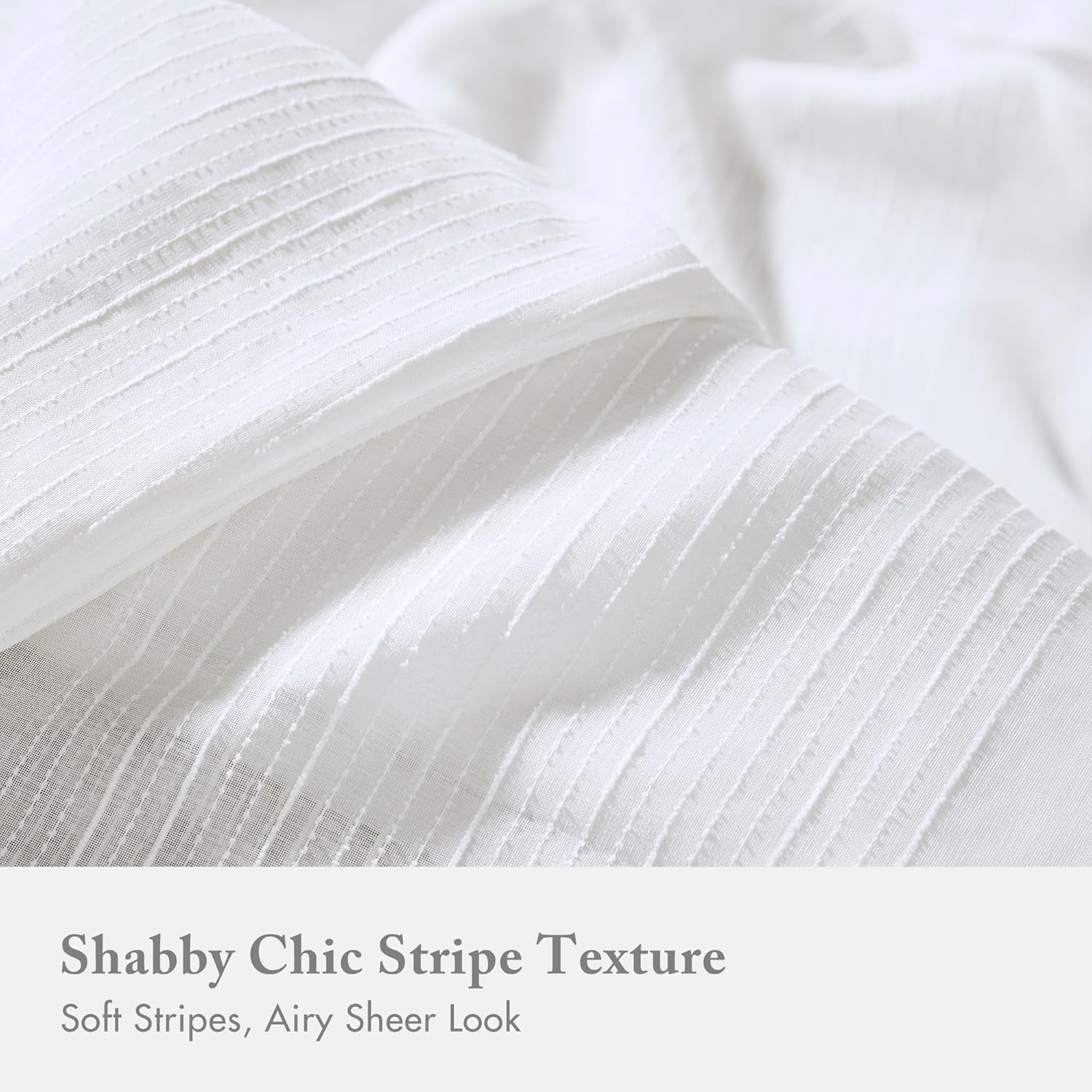 Madison Park Anna Sheers Shower Curtain, Textured Striped Accent Design, Modern Mid-Century Bathroom Decor, Machine Washable, Fabric Privacy Screen 72x72", Ivory