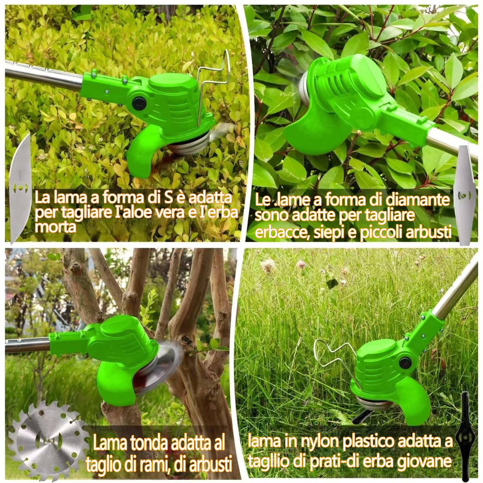 Decespugliatore A Batteria 21V - Tagliabordi Elettrico Con 2 Batterie 4.0Ah E Lame Metallo - Foto 4