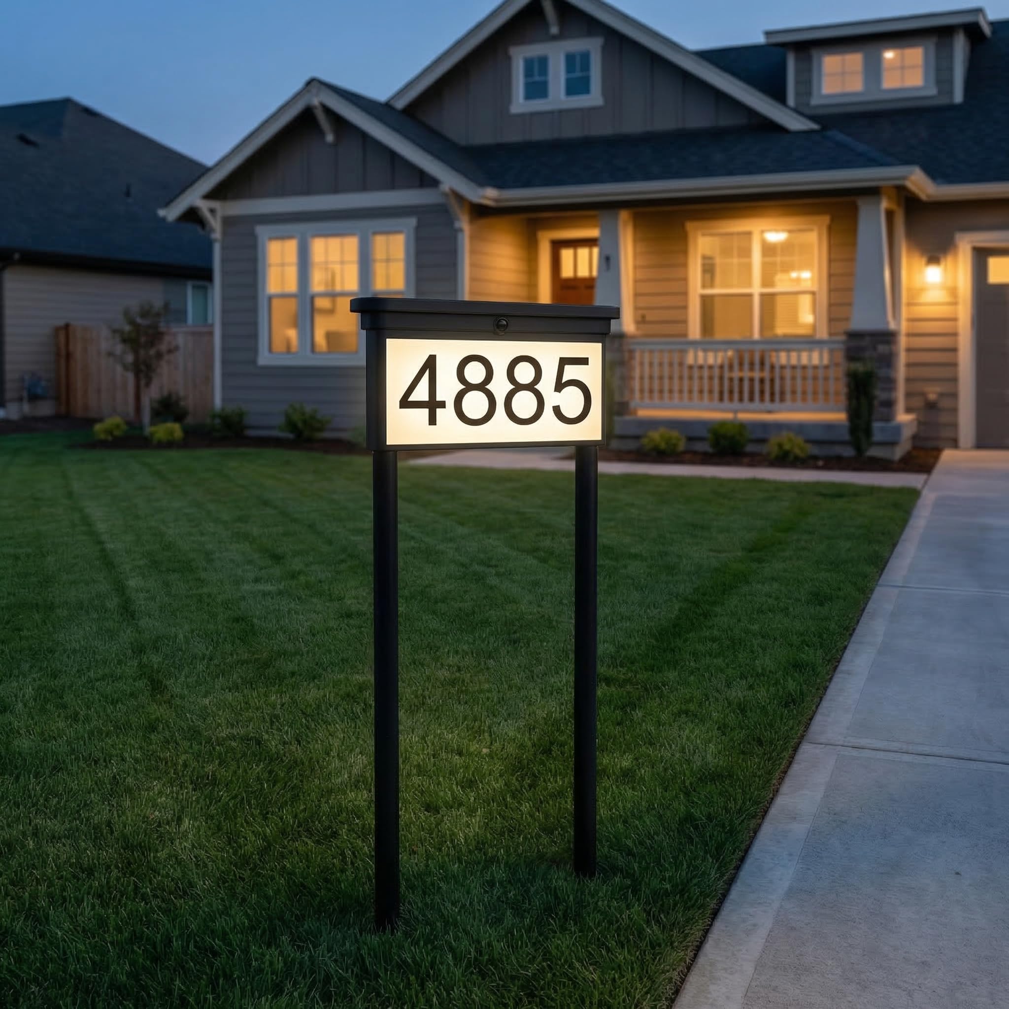 Solar House Numbers For Outside, with Ground Stake - Solar Powered