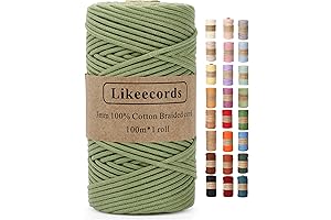 Likeecords Cotton Braided Cord for Macrame Crafts