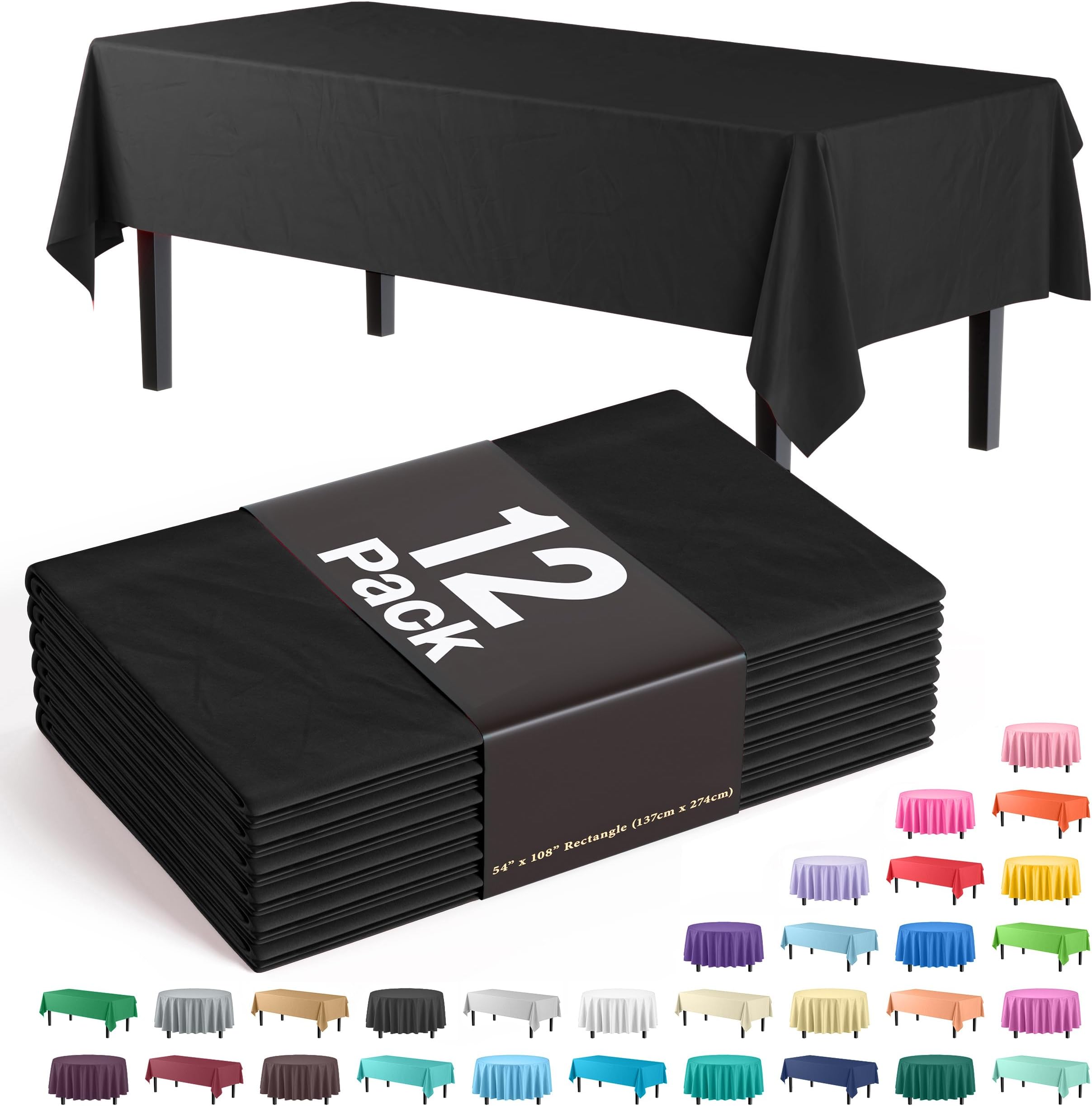 Premium Black table cover 54" x 108" (Pack of 12)