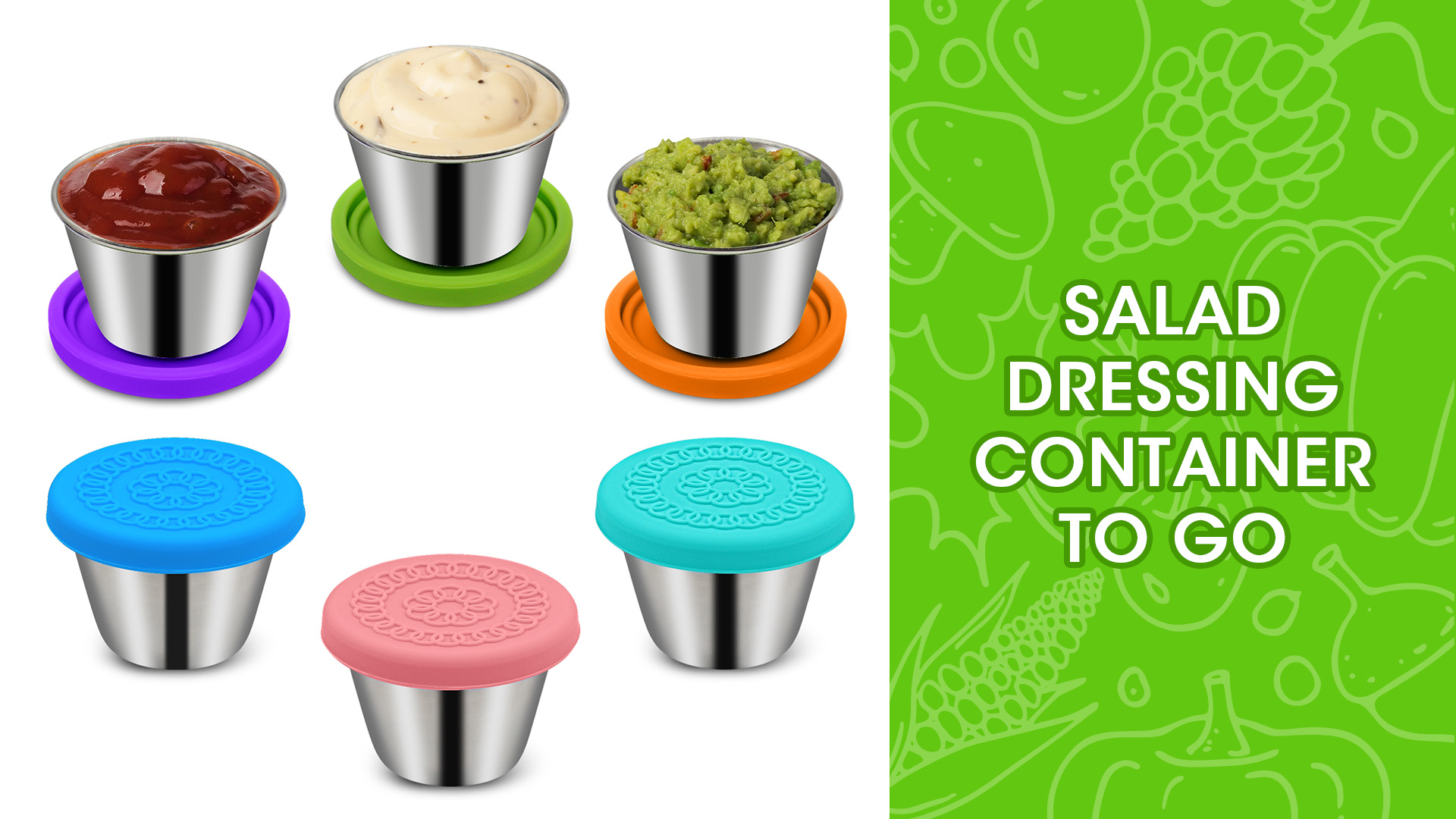 Recipientes De Aderezo De Ensalada 6x1.6oz Acero Inoxidable | Meses Sin