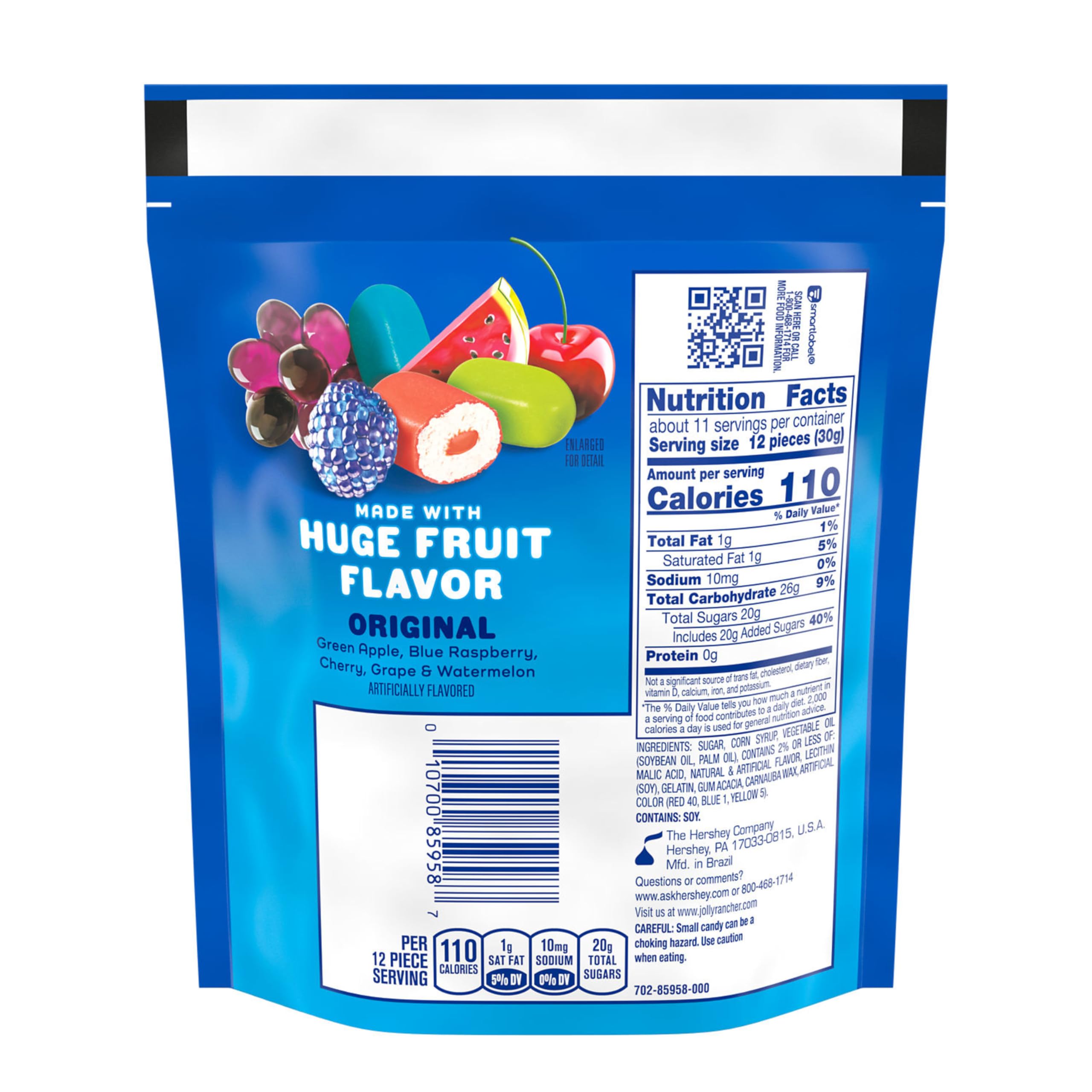 Jolly Rancher Chewy Poppers Original Fruit Flavored Candy Bag, 12 oz