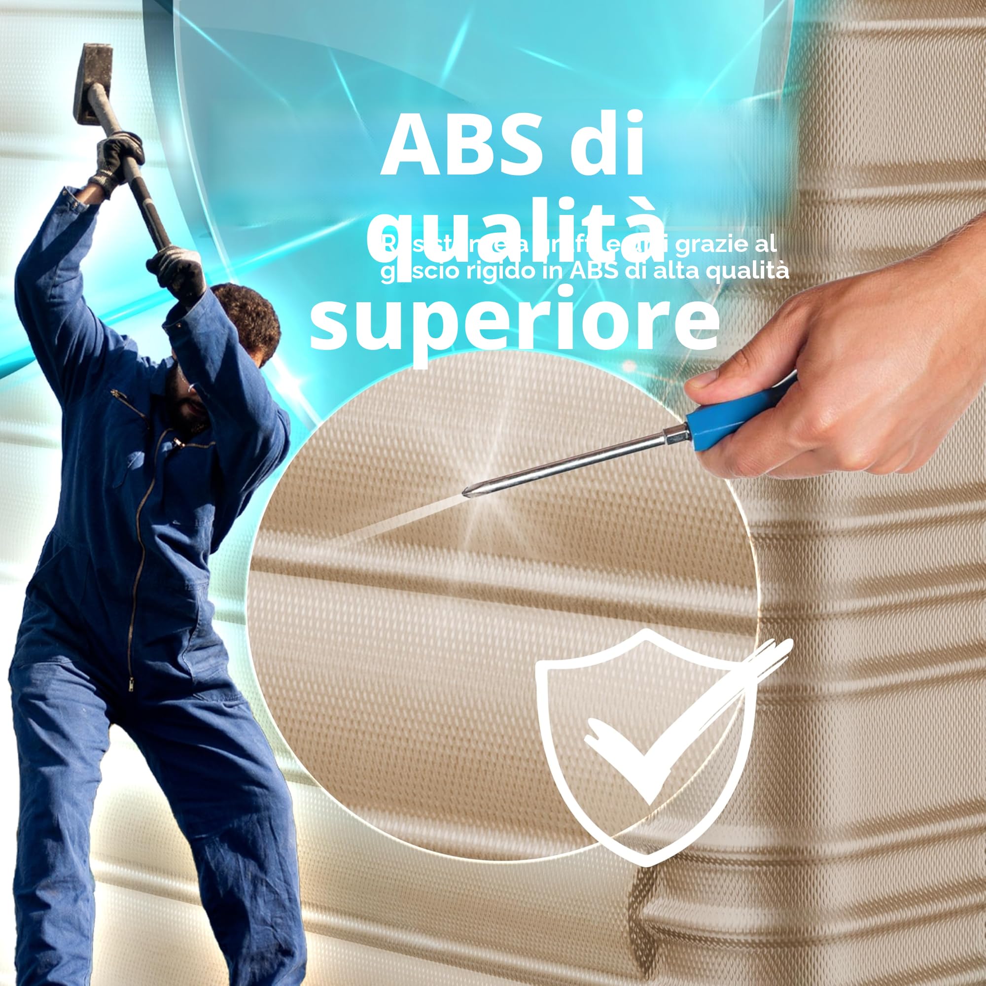 KESSER® Valigia da viaggio, incl, Bilancia per bagagli + Etichetta per bagagli, Trolley, Valigia, Serratura a combinazione, Guscio rigido in ABS, 66cm - 84L / Champagne