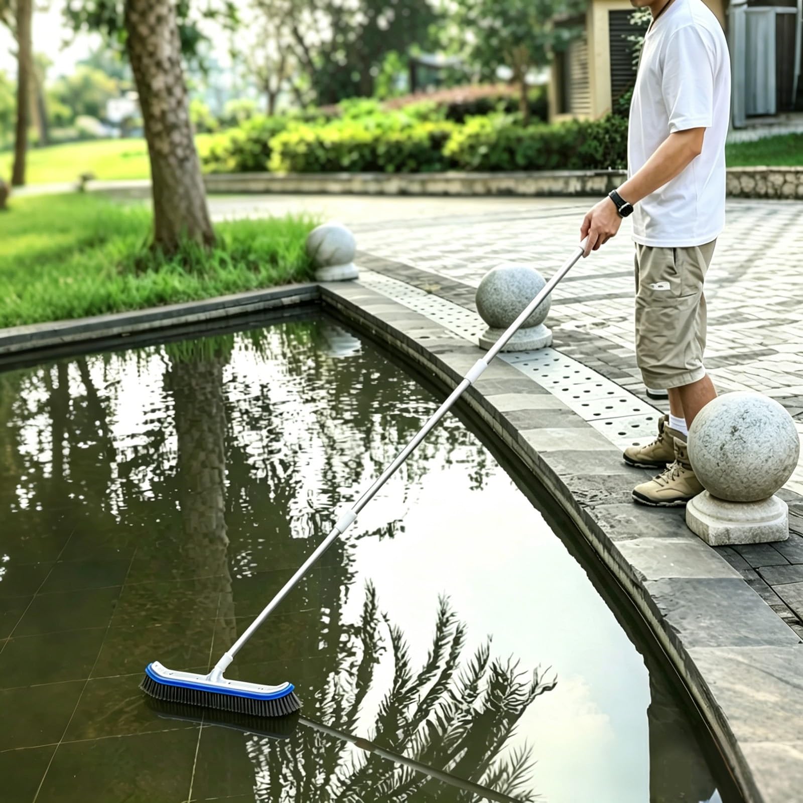 LZMZMQ Kit Pulizia Piscina Kit per La Pulizia della Piscina con Asta Telescopica, Testina E Retino per La Pulizia della Piscina, Attrezzatura per La Cura della Piscina(2.9m/114in)