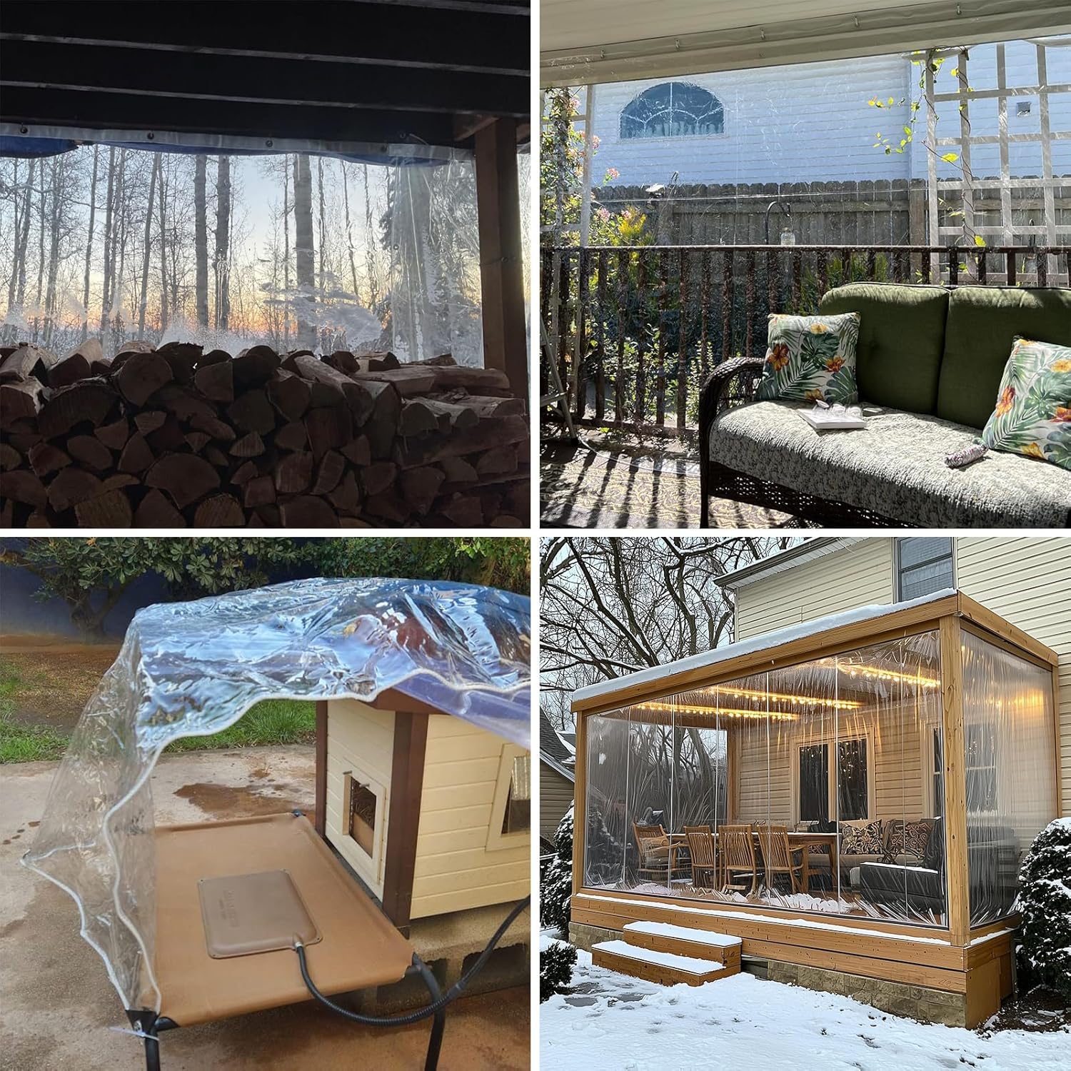 Clear Tarp with Grommets 10x12FT, 12 Mil Heavy Duty Waterproof Tarpaulin Tear/Wind Resistant Vinyl Tarps for Outdoor Furniture, Patio, Balcony, Garage, Greenhouse, Chicken Coop, Backyard