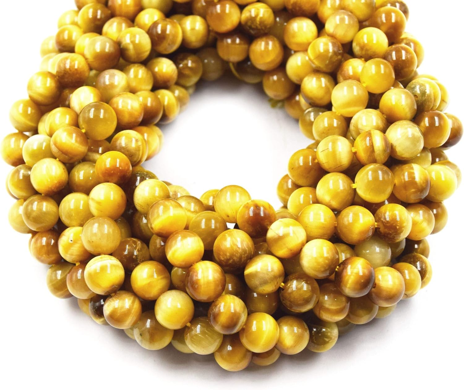 Tiger Eye Beads | Blue Red Brown Golden Multi Tiger Eye Beads- 15" Strands - Smooth Round Natural Gemstone Beads - (6mm 8mm 10mm 12mm 14mm) - 10mm - Gold Tiger Eye