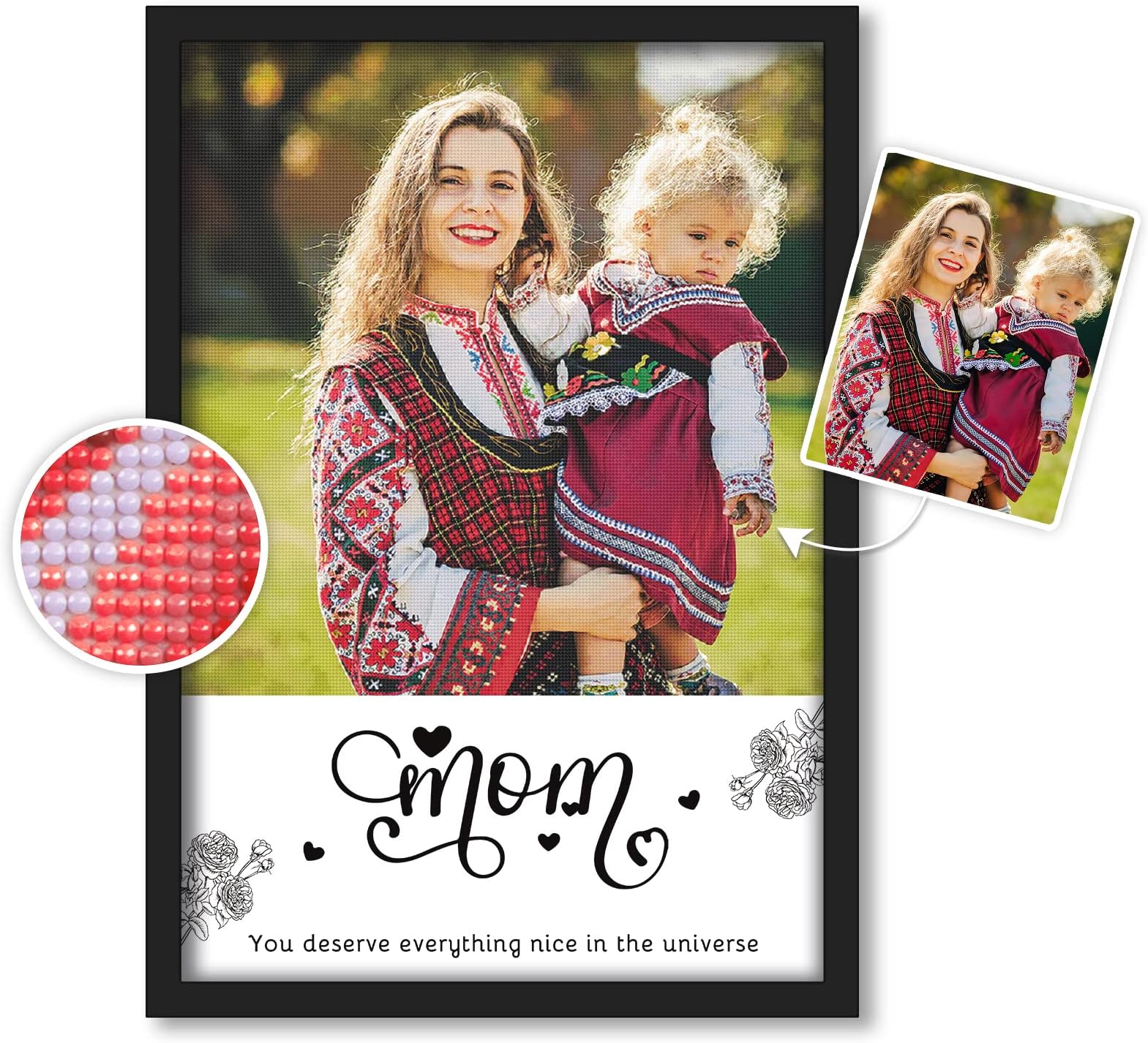 Custom Diamond Art Painting Kits for Adults – Mom Gifts for Mother's Day Gifts for Women, Customized Private Picture Arts Craft Decor for Birthday, Anniversary, Valentine's Day, 13.7×19.6 Inch