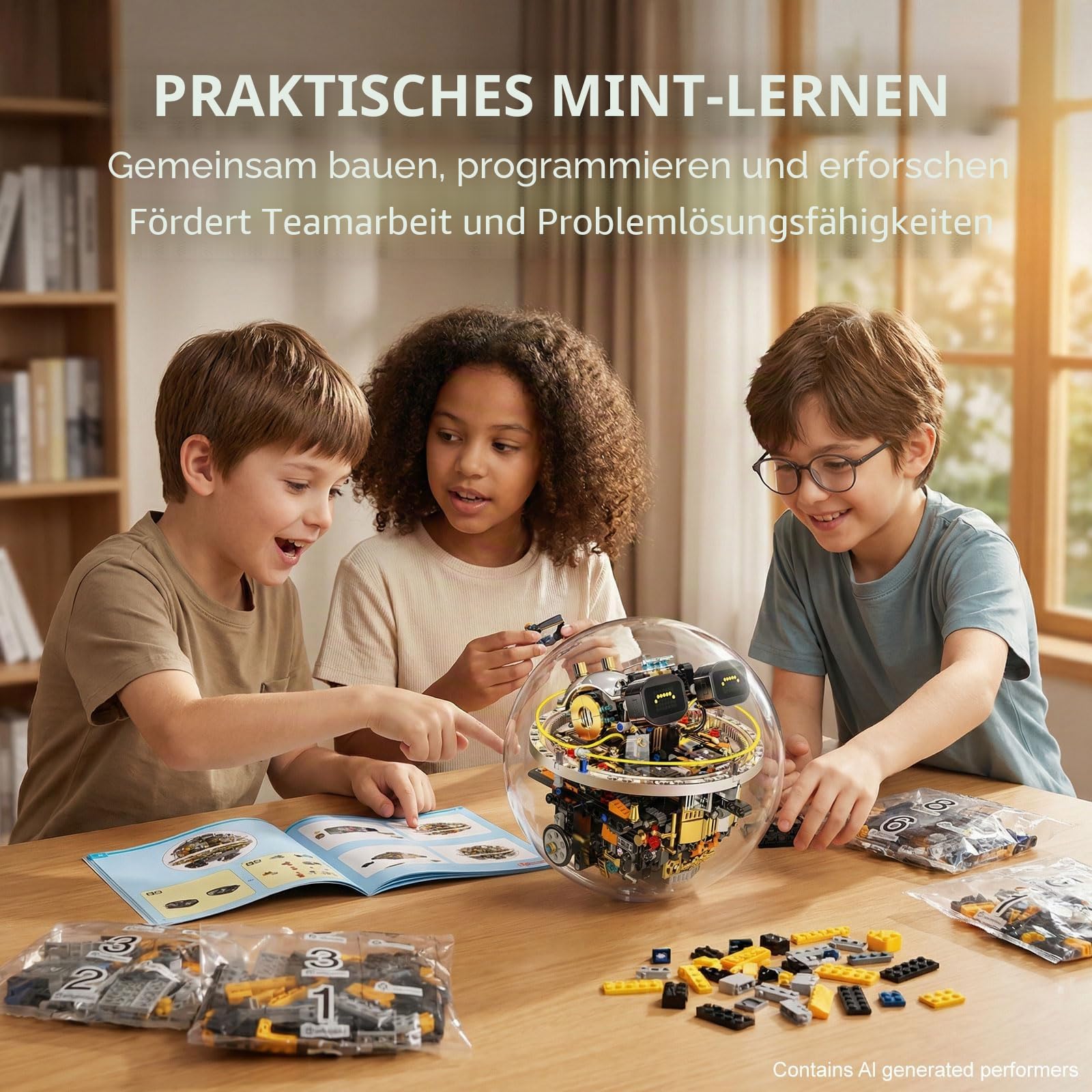 Roboter Bausatz ab 8 Jahren, Programmierbarer STEM Roboter, 804 Teile Technik Spielzeug, APP & RC Steuerung, Sphärischer RC Roboter für Kinder, 17 LED Ausdrücke, Lernspielzeug