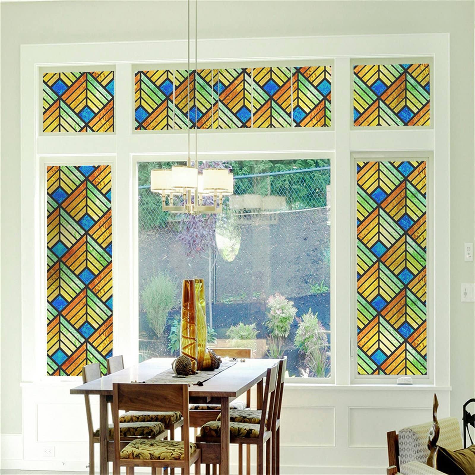 Buntglas-Fensterfolie, Privatsphäre, dekorativ, Milchglas-Fensteraufkleber, Anti-UV, Kirche, Buntglas-Fensteraufkleber, statisch haftend, Sichtschutz, Fensterfolie, blickdicht, 140 x 60 cm